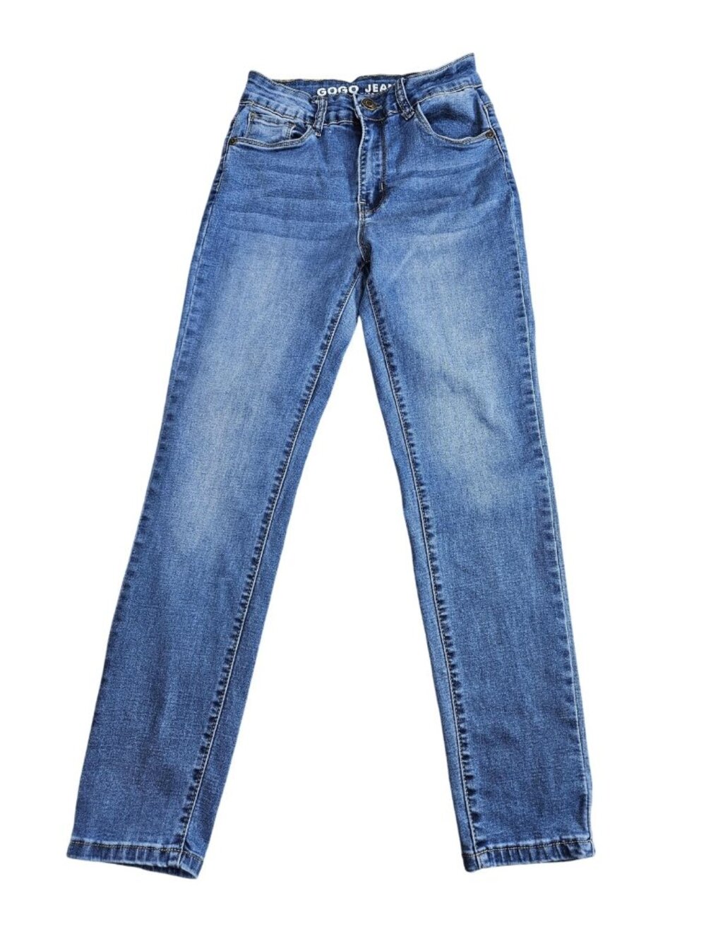 Gogo Jeans High Rise Ankleβ Slim Jeans Juniors 5/27 Blue Med Wash Distressed